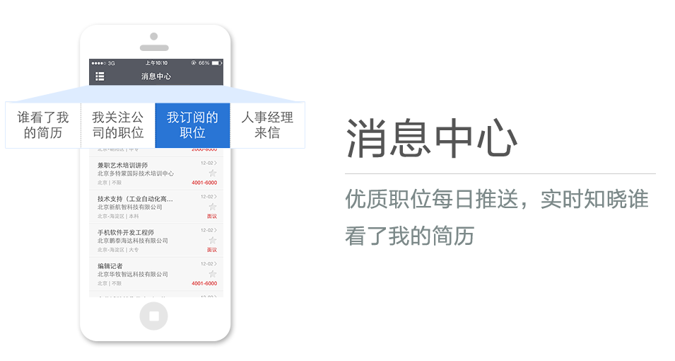 優質職位每日推送，實時知曉誰看了我的簡歷